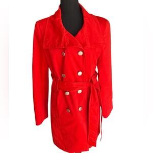 NYC & Co. Spring Jacket Sz M Red Lightweight Jacket pockets buttons tie closure